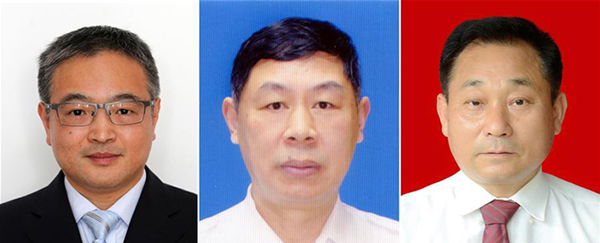 图为黄群、宋月才、姜开斌三位同道的肖像（由左至右）。